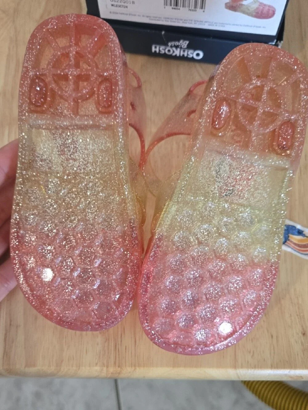 OshKosh B'gosh Glitter Jelly Sandals - Pink and Gold Sparkle